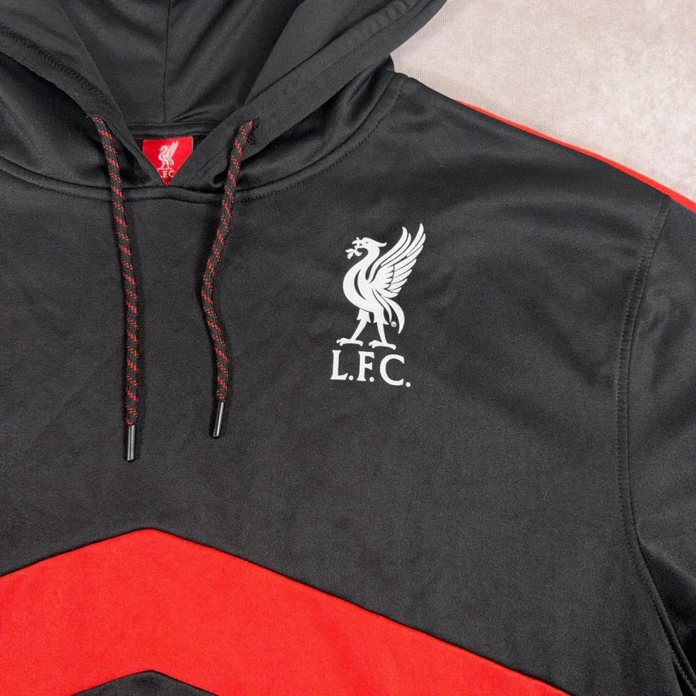 Liverpool FC Hoodie Official LFC Product Polyester Chevron XL Black Red Soccer - Picture 4 of 10